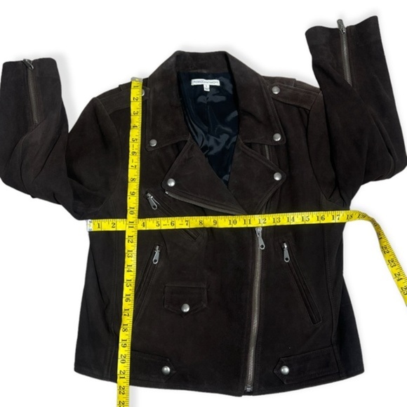 Rebecca Minkoff brown goatskin leather moto jacket size Large - Picture 7 of 10